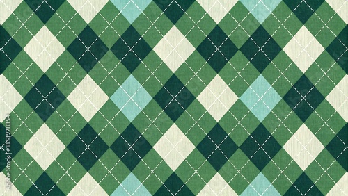 Classic argyle pattern seamless shades of green for textile and background classic argyle pattern featuring diamond shapes in shades of dark green, forest green,