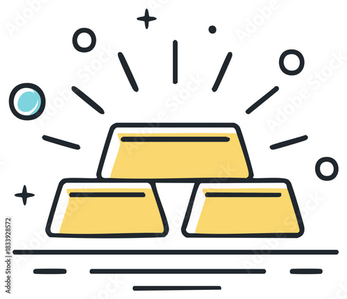 Stacked Gold Bars Illustration Symbolizing Wealth and Financial Success