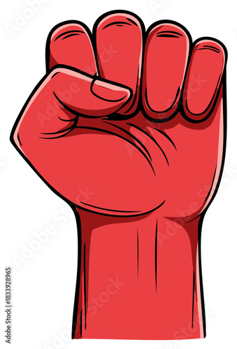 Red Fist Raised Symbolizing Strength and Protest
