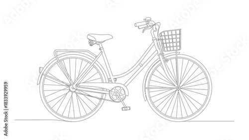 Create your own adventure with this retro bicycle line art design element today
