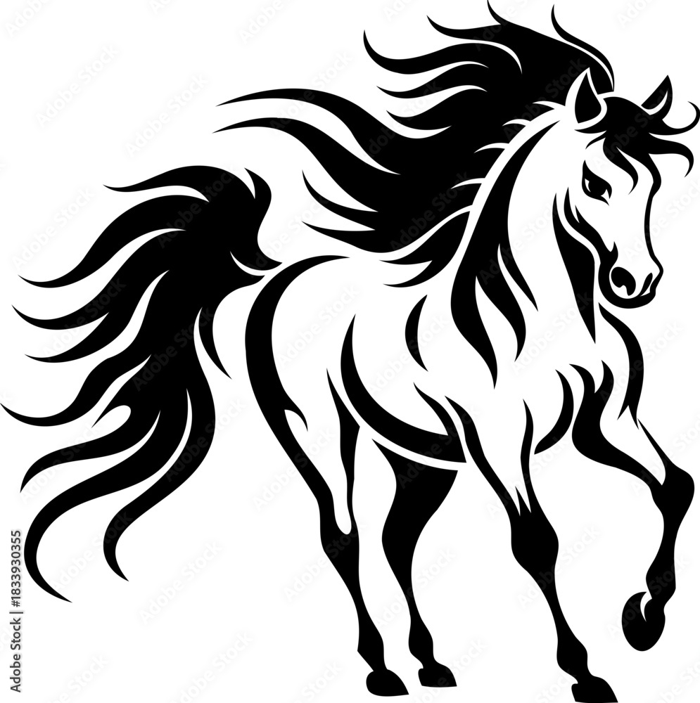 Obraz premium Horse silhouette hand drawing logo design