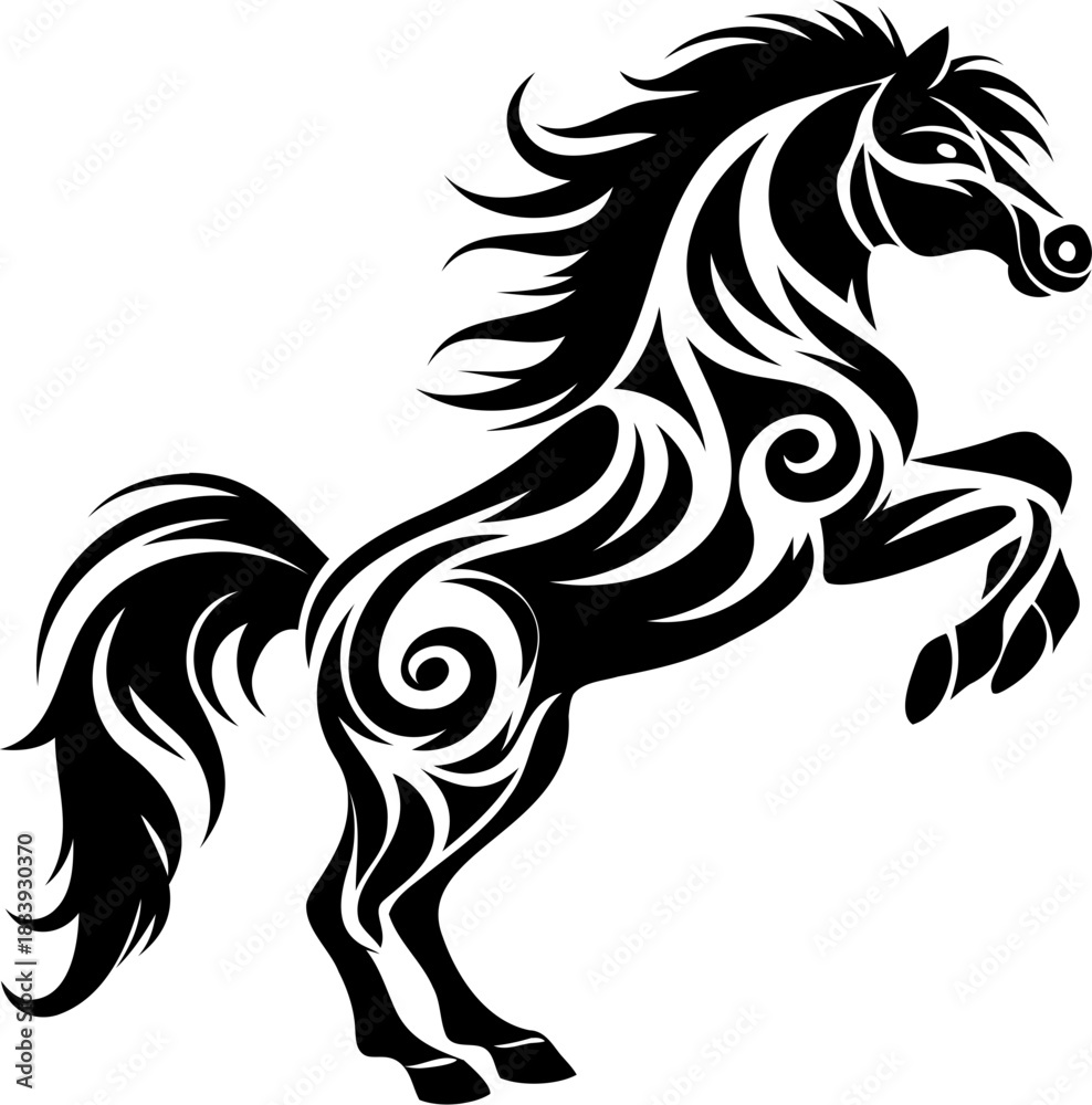 Obraz premium Horse silhouette hand drawing logo design