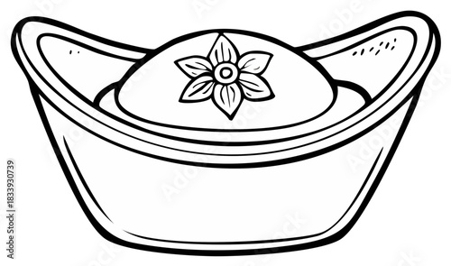 Hand drawn Chinese gold ingot illustration a yuanbao sycee symbol of wealth and prosperity