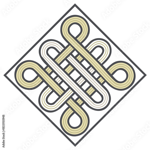 Stylized Geometric Knot Design Intersecting Lines and Loops
