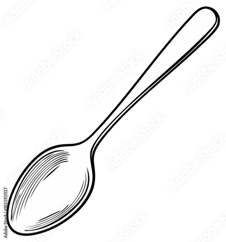 Vintage Spoon Engraving Style Drawing Isolated Kitchen Utensil Icon