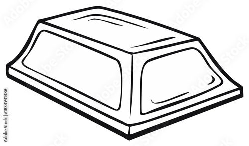Stylized black and white illustration of a rectangular ingot with rounded edges