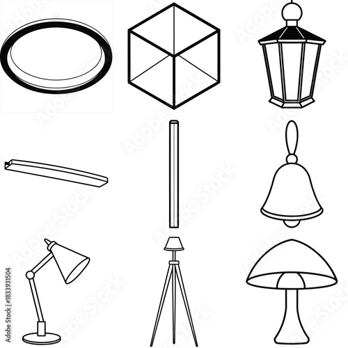 Abstract circular ring lamp with central light fixture