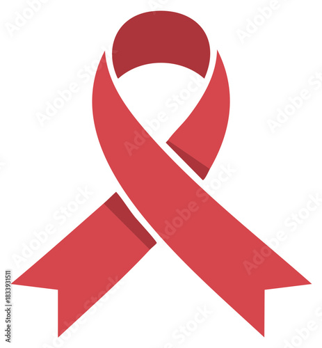 Red awareness ribbon symbol of solidarity for HIV and AIDS support and health campaigns