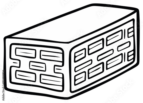 Simple Line Drawing of a Concrete Building Block