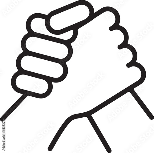 Arm Wrestling or Handshake Line Art Icon Teamwork and Partnership Symbol