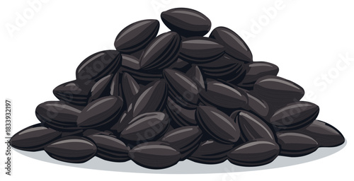 Nutritious heap of raw black sunflower seeds in shells a delicious healthy snack ingredient