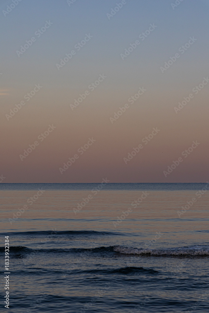 Fototapeta premium Morning surf, seascape. Tyrrhenian Sea, Italy, Viareggio.