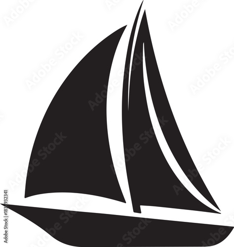Simple Sailboat Silhouette Icon Yacht or Sailing Boat Vector