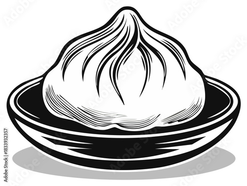 Stylized Dumpling Illustration on a Plate