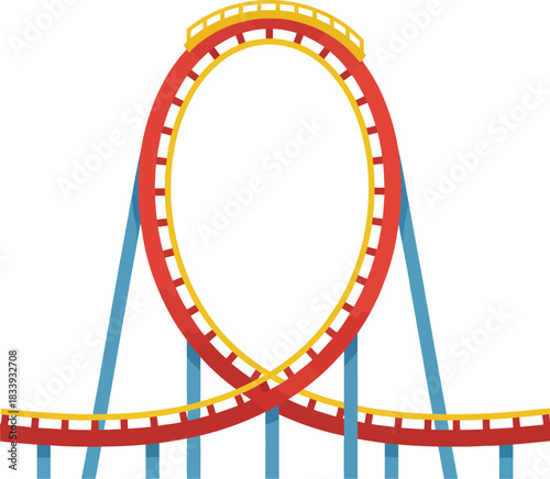 Roller coaster vertical loop track element isolated on