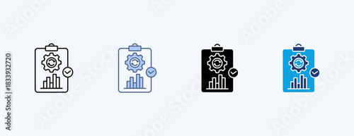 Statistical Process Multiple Icon Illustration Vector