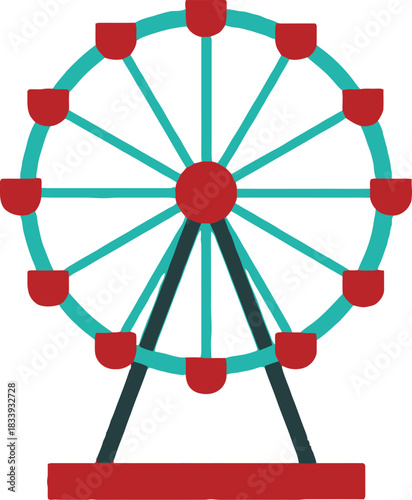 Flat design illustration of a ferris wheel isolated on