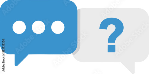 Abstract conversation icons illustrating communication and inquiry symbols with a modern minimalistic design on transparent background