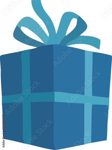 Blue gift box with ribbon isolated on