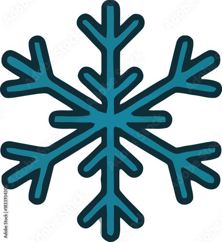 Simple blue stylized snowflake icon isolated on