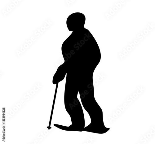 Skiing vector set. Skier silhouette.
