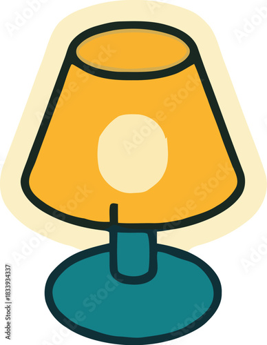 Simple illustration of a glowing table lamp isolated on