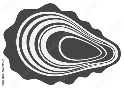 Minimalist abstract organic shape with flowing lines resembling an oyster shell