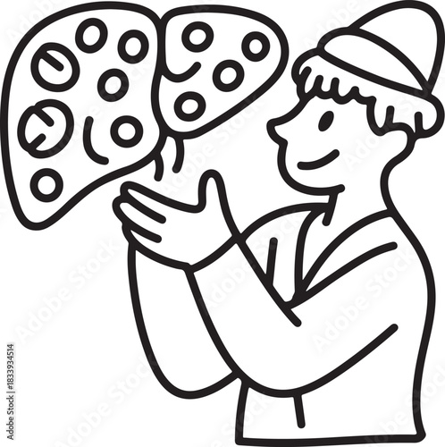 Baker or chef preparing dough in a container vector illustration for food preparation and culinary concepts