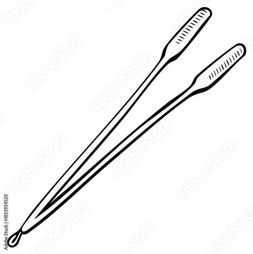 Simple Black Outline Tongs Utensil with Ridged Grips and Loop