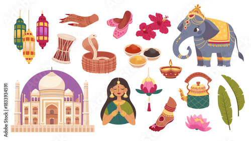 Traditional Indian symbols set