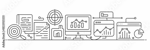 Data analysis and visualization with modern tools vector design for business intelligence and performance tracking for presentations