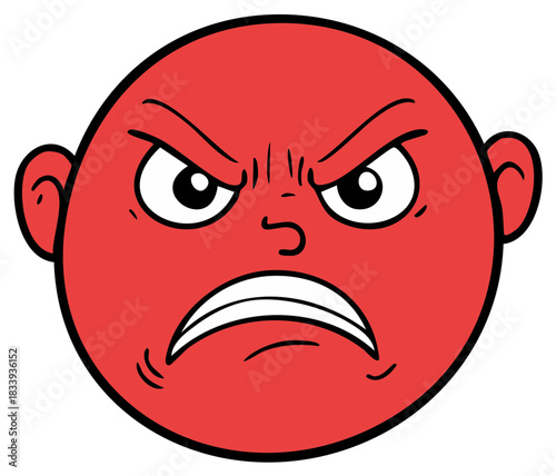 Angry Red Face Cartoon Emoji With Gritted Teeth and Frowning Mouth