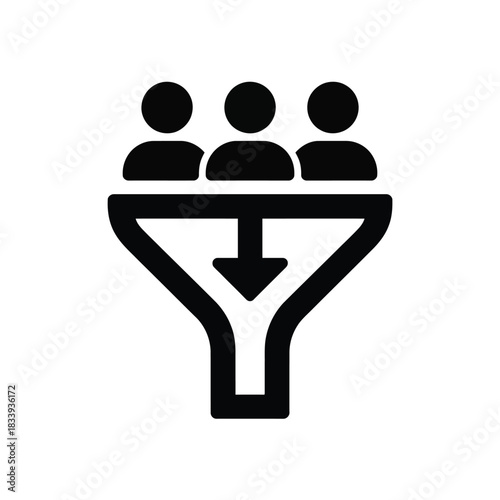 Sales funnel icon symbolizing customer acquisition lead generation process conversion filtering sorting and marketing strategy vector illustration