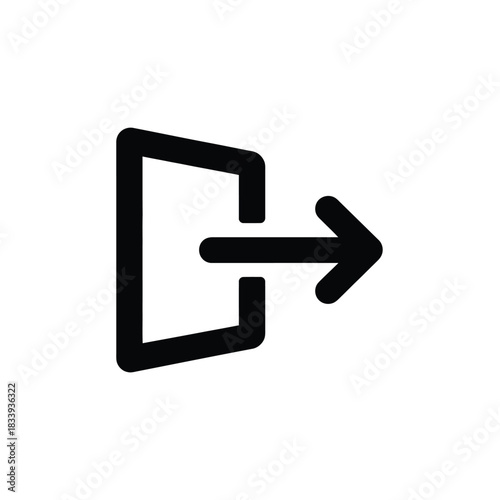 Logout vector icon representing exit from system interface sign out symbol door and arrow graphic outline element for web application design