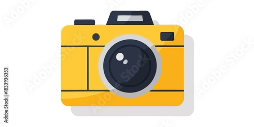 Yellow Vintage Camera Illustration with a Modern Touch, Perfect for Photography and Creative Projects