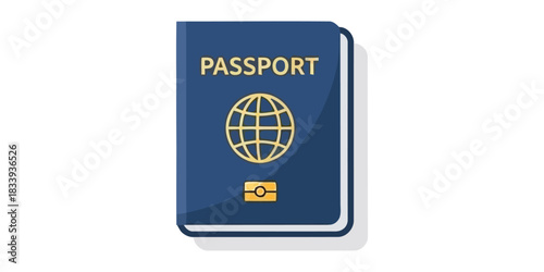 Blue Passport Icon with Globe Design for Travel and Identification