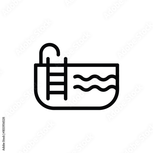 Swimming pool water recreation icon spa resort outdoor activity leisure simple outline pictogram graphic element vector design