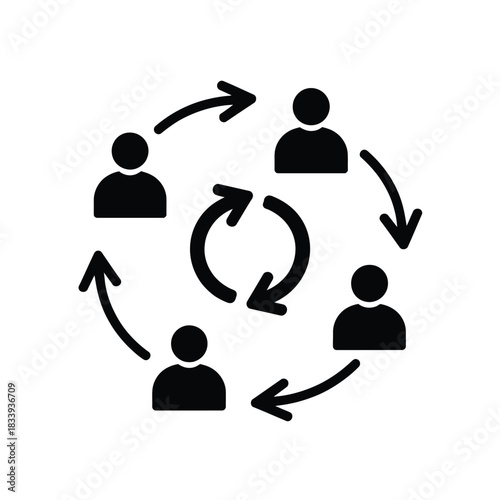 People rotation cycle vector icon showing collaboration workflow exchange community teamwork and continuous development process