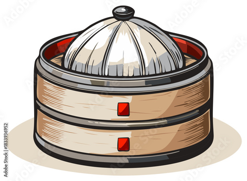 Steamed Dumpling Basket with Lid Authentic Asian Cuisine Steaming Hot Dim Sum Delicacies Traditional Oriental Food