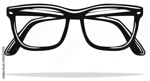 Eyeglasses Vector Illustration, Black Frame Spectacles, Vision Accessory, Reading Eye Glasses, Isolated