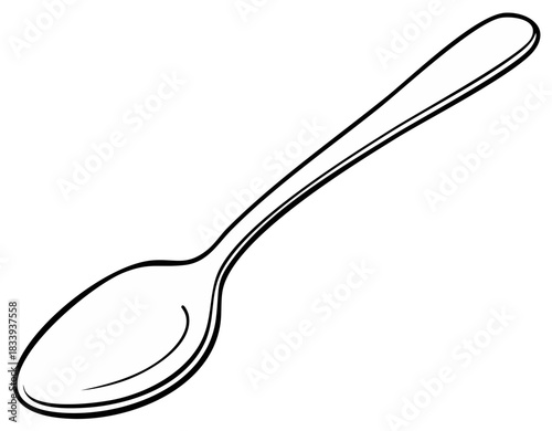 Simple spoon outline black and white vector illustration of a kitchen utensil