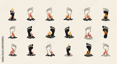 Burning footstep vector pattern symbolizing challenges perseverance and determination in life