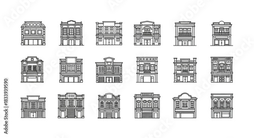 Collection of diverse architectural styles, capturing the essence of urban landscape design