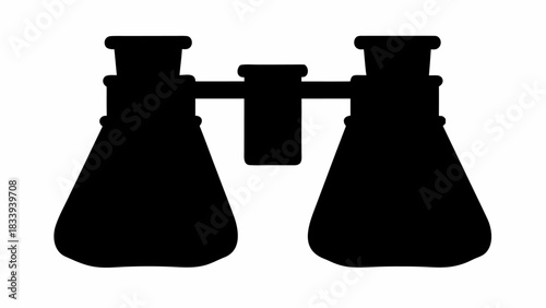 Silhouette of binoculars with distinct lenses and central bridge for enhanced viewing pleasure exactly