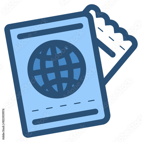 passport with flight ticket icon