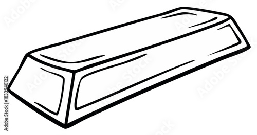 Hand drawn illustration of a single gold bar