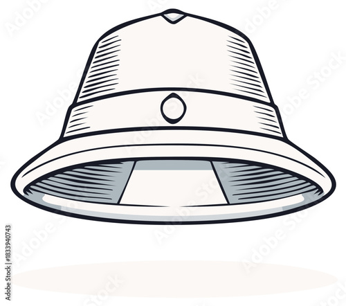 Vintage Pith Helmet Vector Illustration for Safari Adventure and Exploration