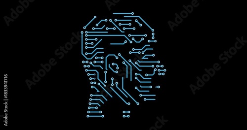 Printed circuit board shaped like a human head