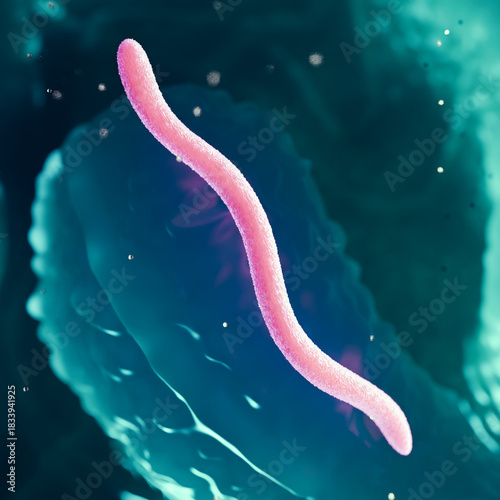 3D Illustration of Borrelia burgdorferi Bacteria – Lyme Disease Spirochete in Microscopic Tissue Environment