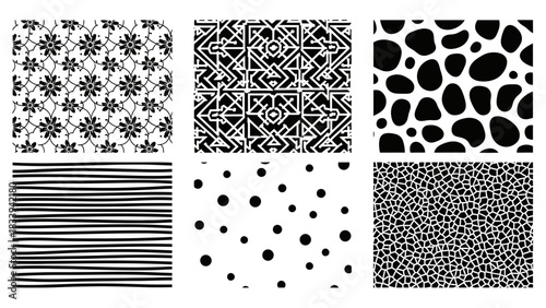 Diverse monochrome pattern collection offering a variety of simple and elegant backgrounds